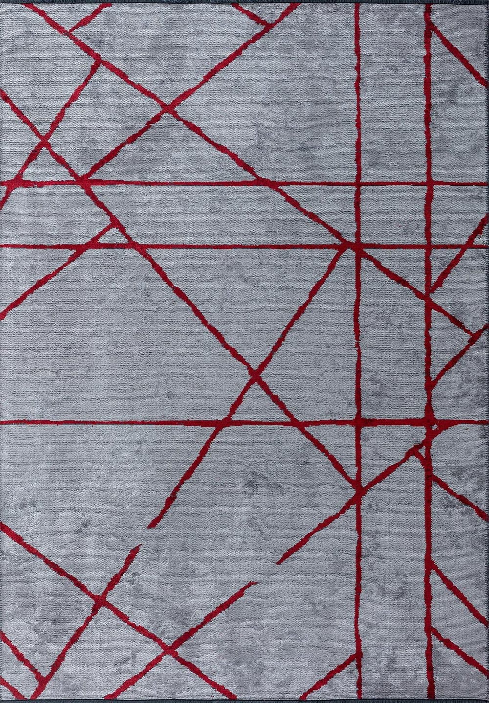 Grid Light Grey - Red Rug image
