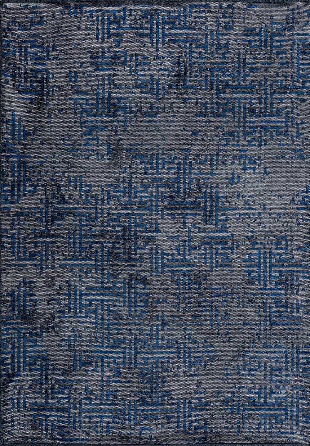 Labyrinth Grey - Navy Blue Rug image